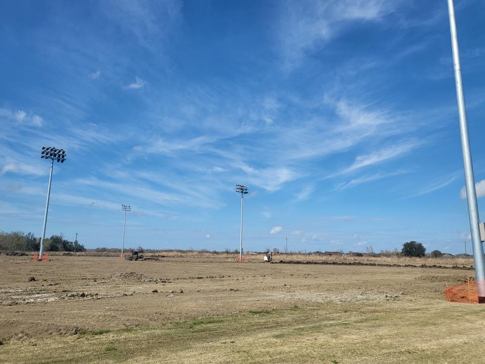 Open land being converted to two new soccer fields is under construction Tuesday, Feb. 7, 2023, at the Bayou Country Sports Park in Houma.