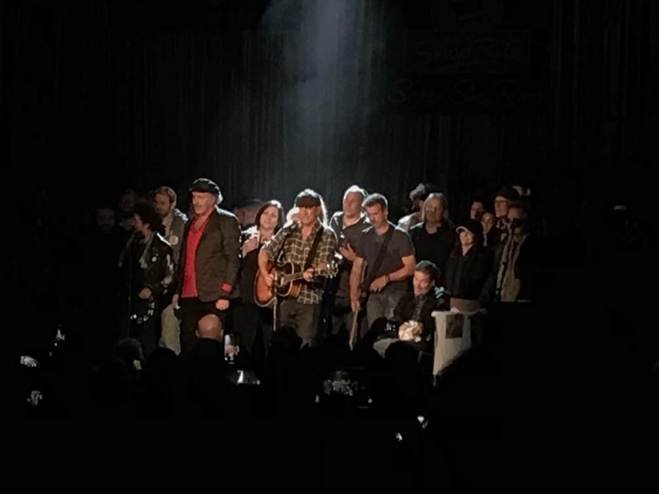 Bruce Springsteen, Bob Benjamin and musicians at the Light of Day in 2020 at the Paramount Theatre in Asbury Park.