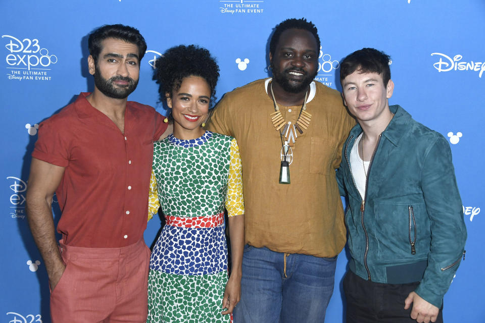 Actors Kumail Nanjiani, Lauren Ridloff, Brian Tyree Henry and Barry Keoghan attend Go Behind the Scenes with Walt Disney Studios in Anaheim, California, on Aug. 24, 2019. Ridloff, part of the cast of &ldquo;The Walking Dead,&rdquo; is set to be a Marvel superhero in &ldquo;The Eternals.&rdquo; (Photo: Frazer Harrison via Getty Images)