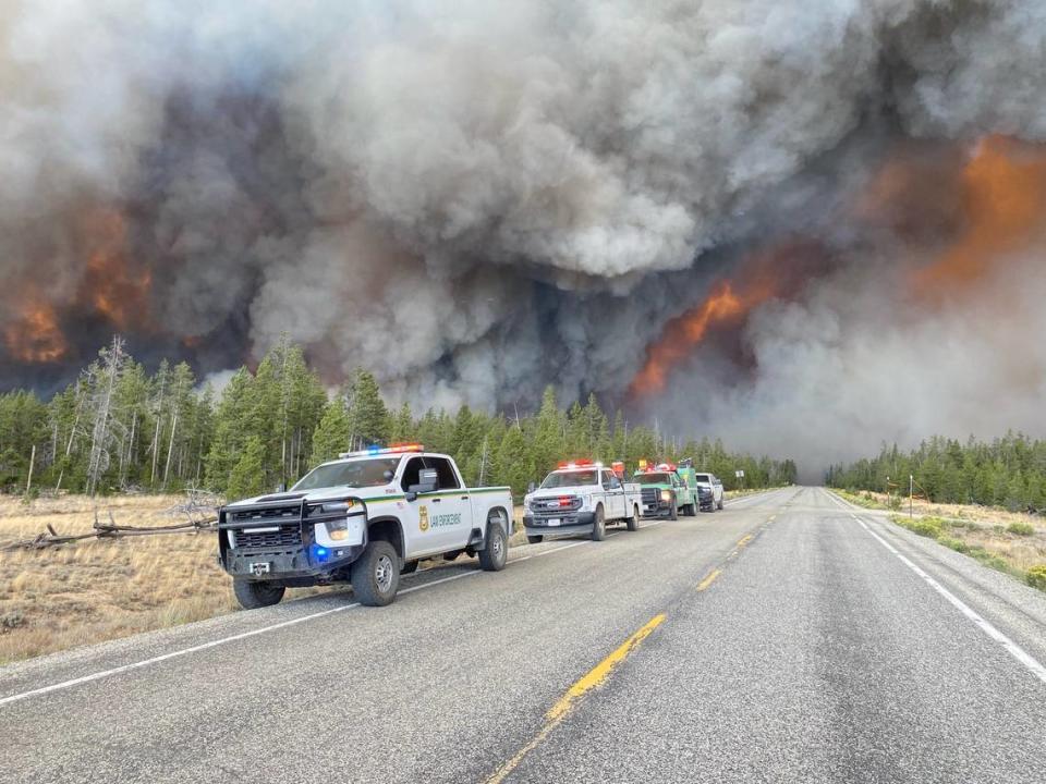 Police, including officers from the Custer County Sheriff's Office, responded to the fire in Wapiti.