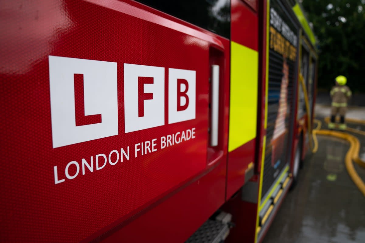 An London Fire Brigade logo from the side of a fire engine at a Fire station in East London (Aaron Chown/PA) (PA Wire)