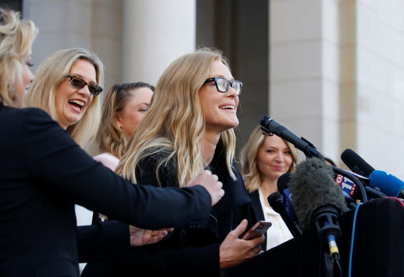 Caitlin Dulany speaks with "The Silence Breakers", a group of women who spoke out about Harvey Weinstein's sexual misconduct during a news conference outside Los Angeles City Hall in Los Angeles