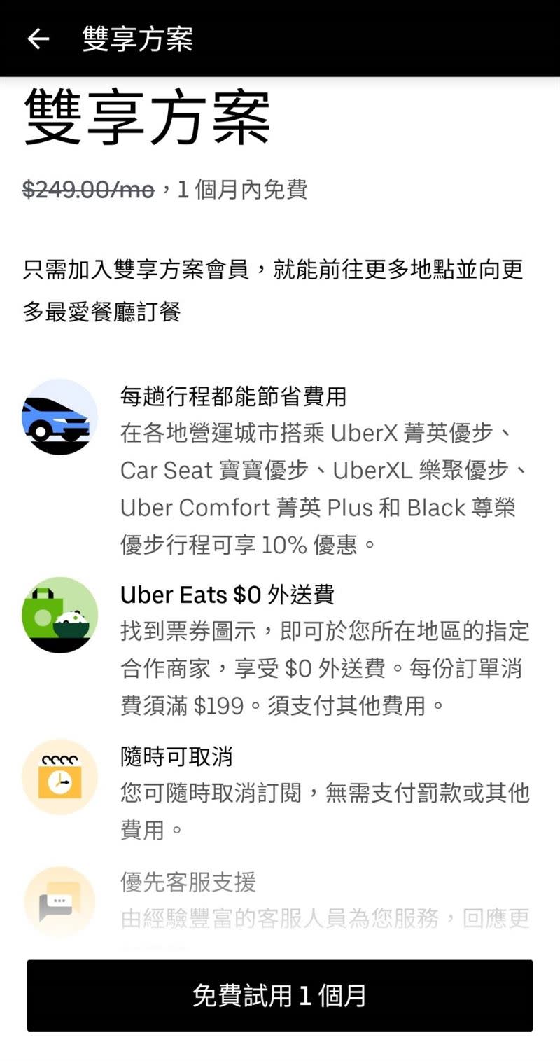 Uber宣布在台灣首度推出結合雙平台優惠的Uber Pass「雙享方案」，擴大Uber生態圈以及品牌圈粉力。（圖／Uber提供）