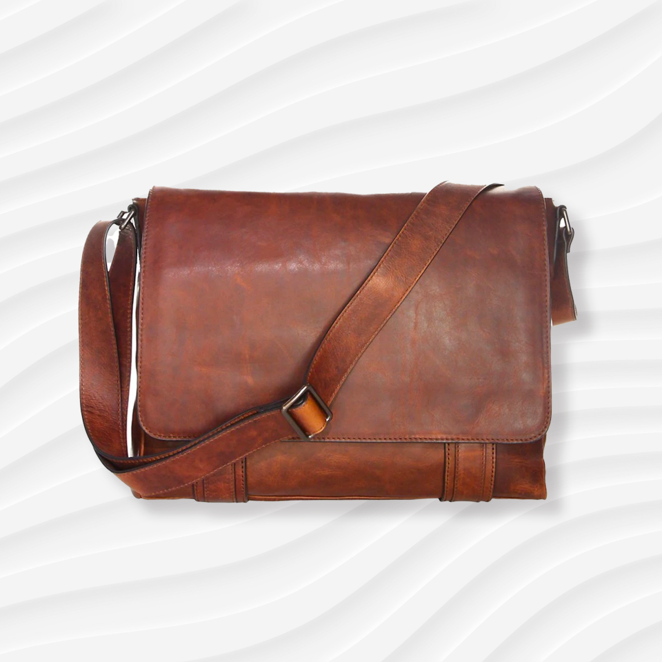 the frye logan leather messenger bag in tan