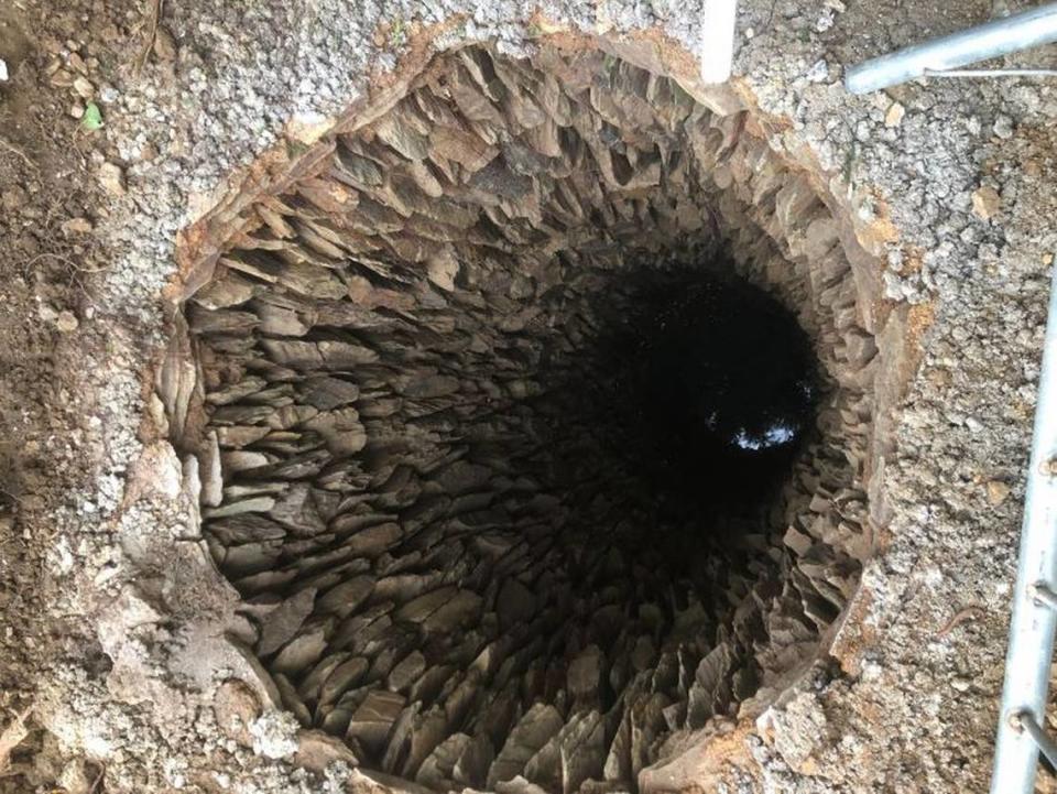 A medieval well discovered at the site.