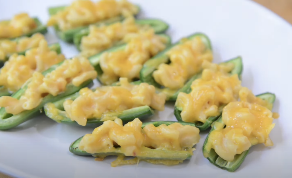 Jalapenos with mac 'n' cheese on top
