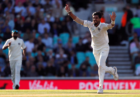 Cricket - England v India - Fifth Test - Kia Oval, London, Britain - September 7, 2018 India's Ishant Sharma celebrates the wicket of England's Moeen Ali Action Images via Reuters/Paul Childs