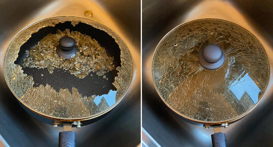 A Coles-purchased frying pan with a lid that shattered when a customer used it.