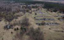 A view shows the abandoned village of Poliske in the Chernobyl zone