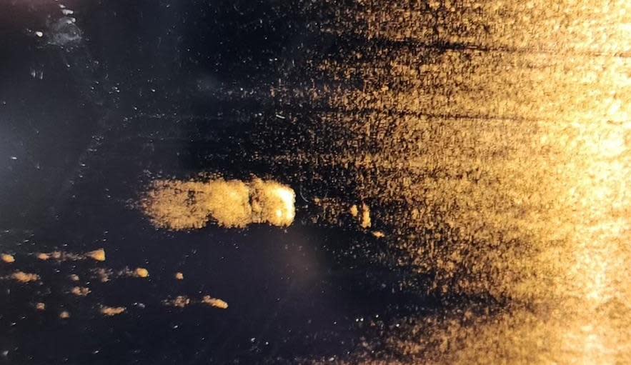 A sonar image taken as Virginia Beach authorities tried to identify the location of a vehicle submerged in waters near an oceanfront pier. / Credit: Virginia Beach Police Department
