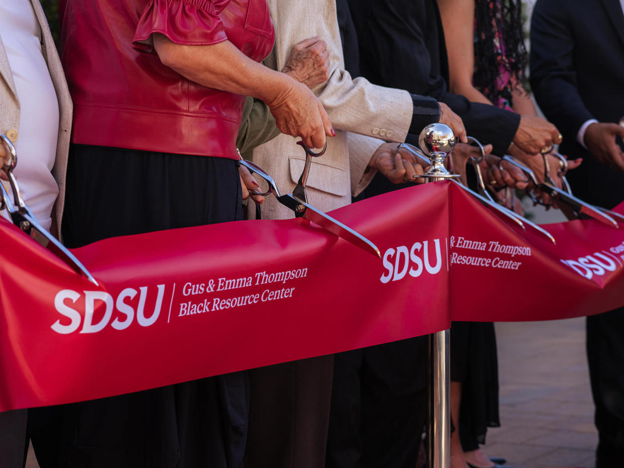 The dedication ceremony to name San Diego State University’s Black Resource Center after Emma and Gus. (Alan Nakkash for NBC News)