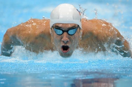 US swimmer Michael Phelps competes in the men's 400m individual medley heats at the London 2012 Olympic Games on Saturday. He reached the final of the 400m individual medley at the London Games by the skin of his teeth, nabbing the eighth and last spot