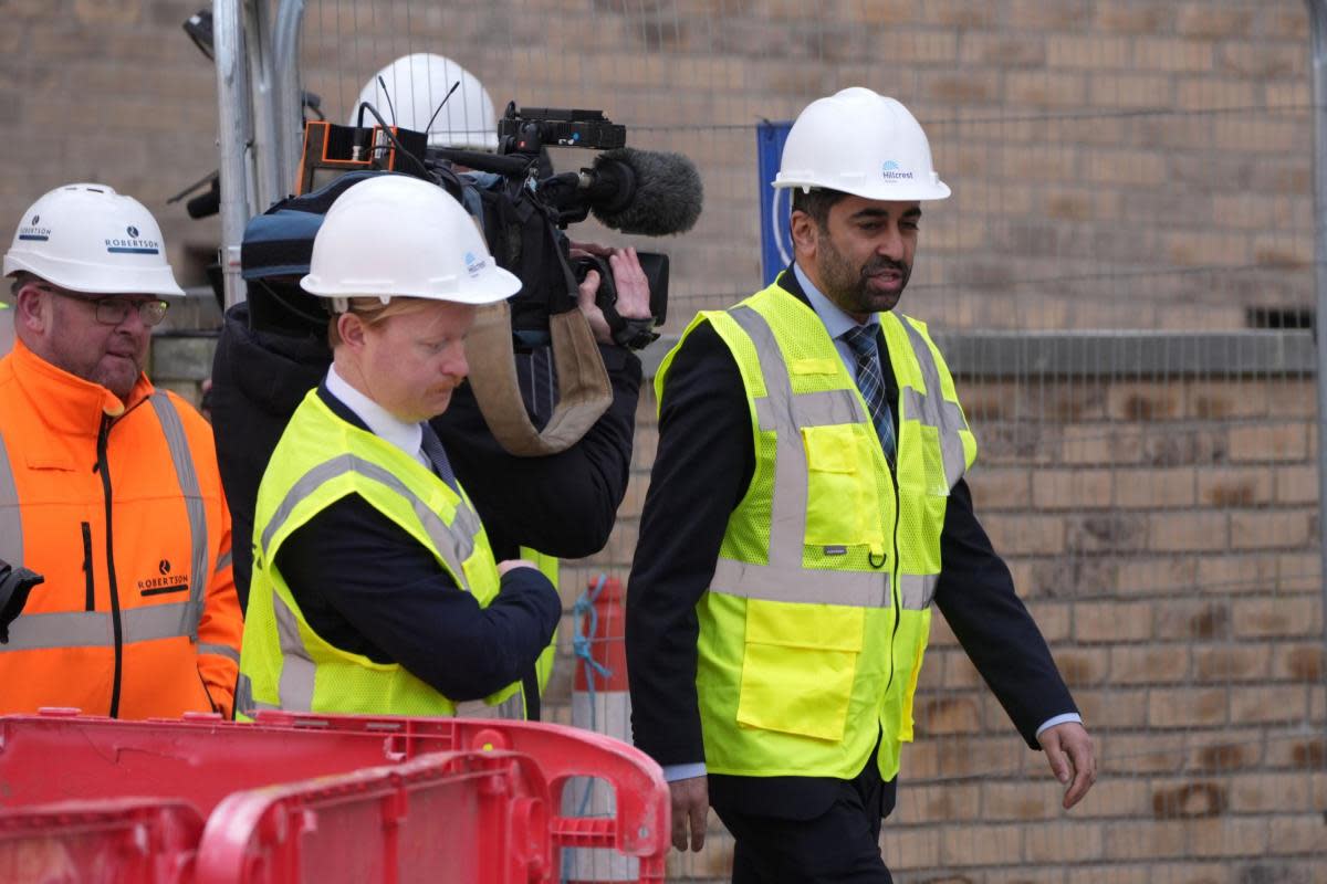 First Minister Humza Yousaf during a visit to the Hillcrest Homes housing development in Dundee, <i>(Image: Andrew Milligan)</i>