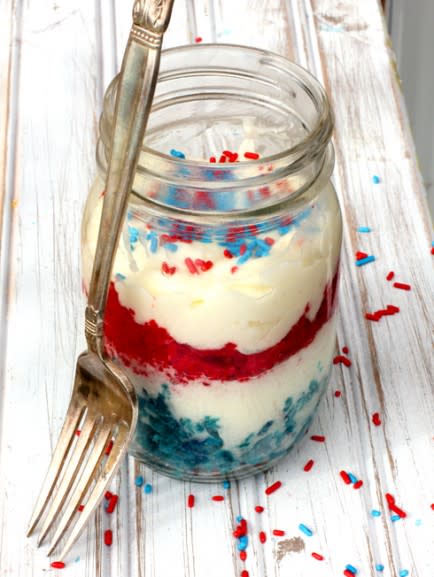 Red, White and Blue Cake in a Jar