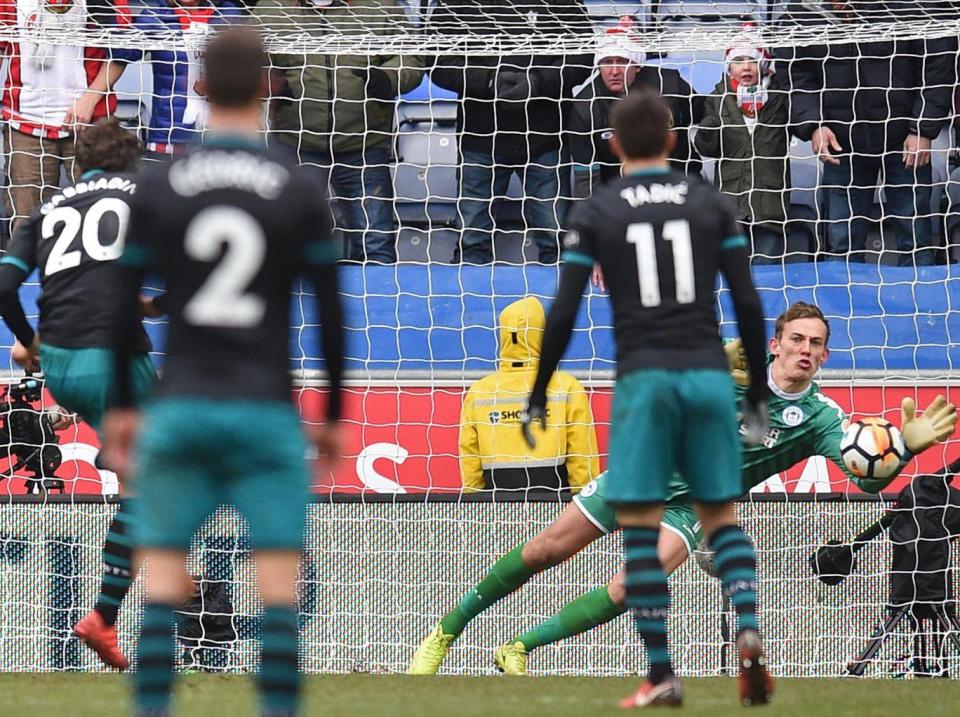 Christian Walton saved Manolo Gabbiadini's powerful penalty (AFP/Getty Images)