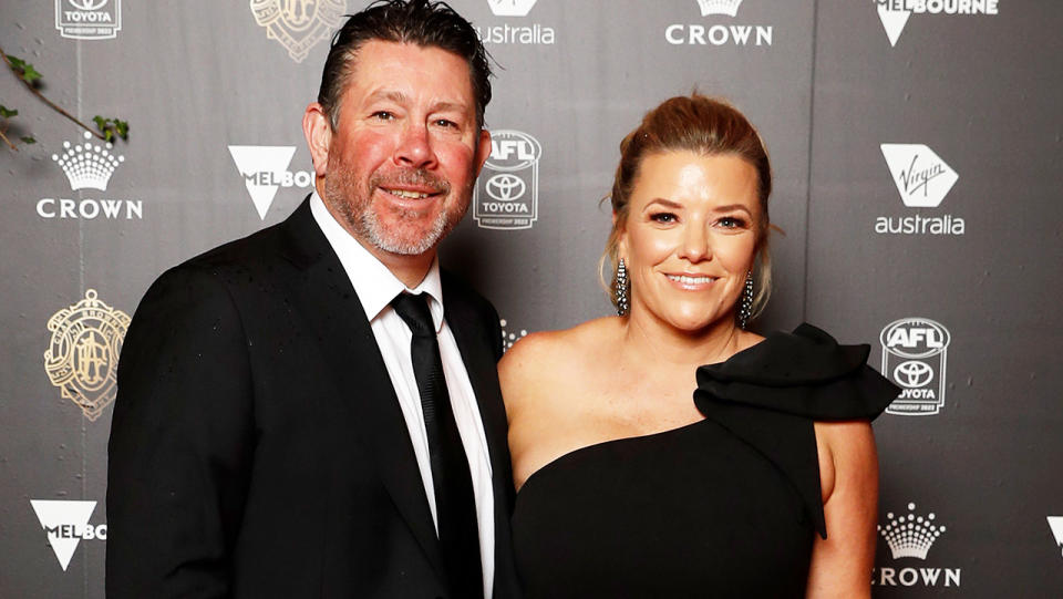 Brett Ratten, pictured here with wife Jo at the 2022 Brownlow Medal.