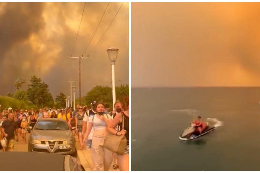 Incendio forestal arde fuera de control en Isla de Rodas, miles de personas han sido evacuadas
