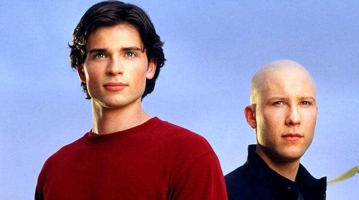 Tom Welling and Michael Rosenbaum as Clark and Lex on Smallville.