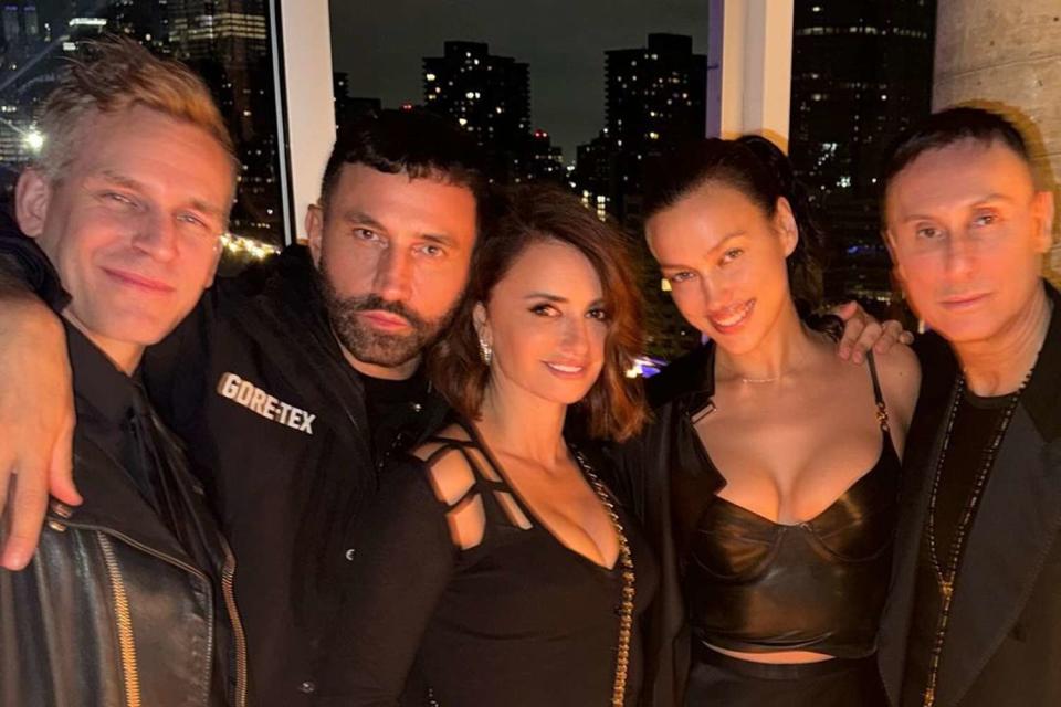 <p>Riccardo Tisci/Instagram</p> Penélope Cruz celebrating her 50th birthday with friends including Riccardo Tisci, Irina Shayk and Luigi Murenu