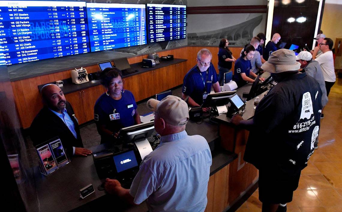 The temporary Barstool Sportsbook at Hollywood Casino consists of 30 sports betting kiosks and five betting windows with odds boards and 45 high-definition televisions. The casino plans on opening a permanent Barstool Sportsbook in the fall.
