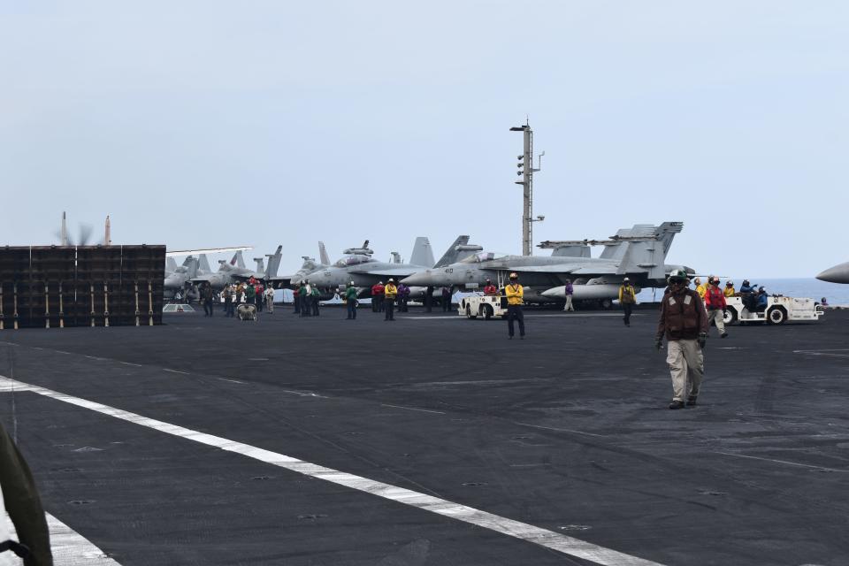 The flight deck on the USS Dwight D. Eisenhower.