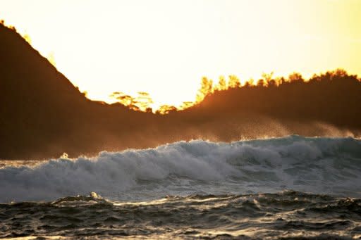 Waves crest on the beach of an inlet in the north west corner of Mahe, one of the Seychelles' many islands. Climate change caused by global warming is freezing the world economy, a report commissioned by 20 of the world's most vulnerable countries said Wednesday