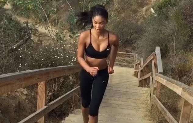 Victoria's Secret model Chanel Iman doing the hike. Source: Instagram