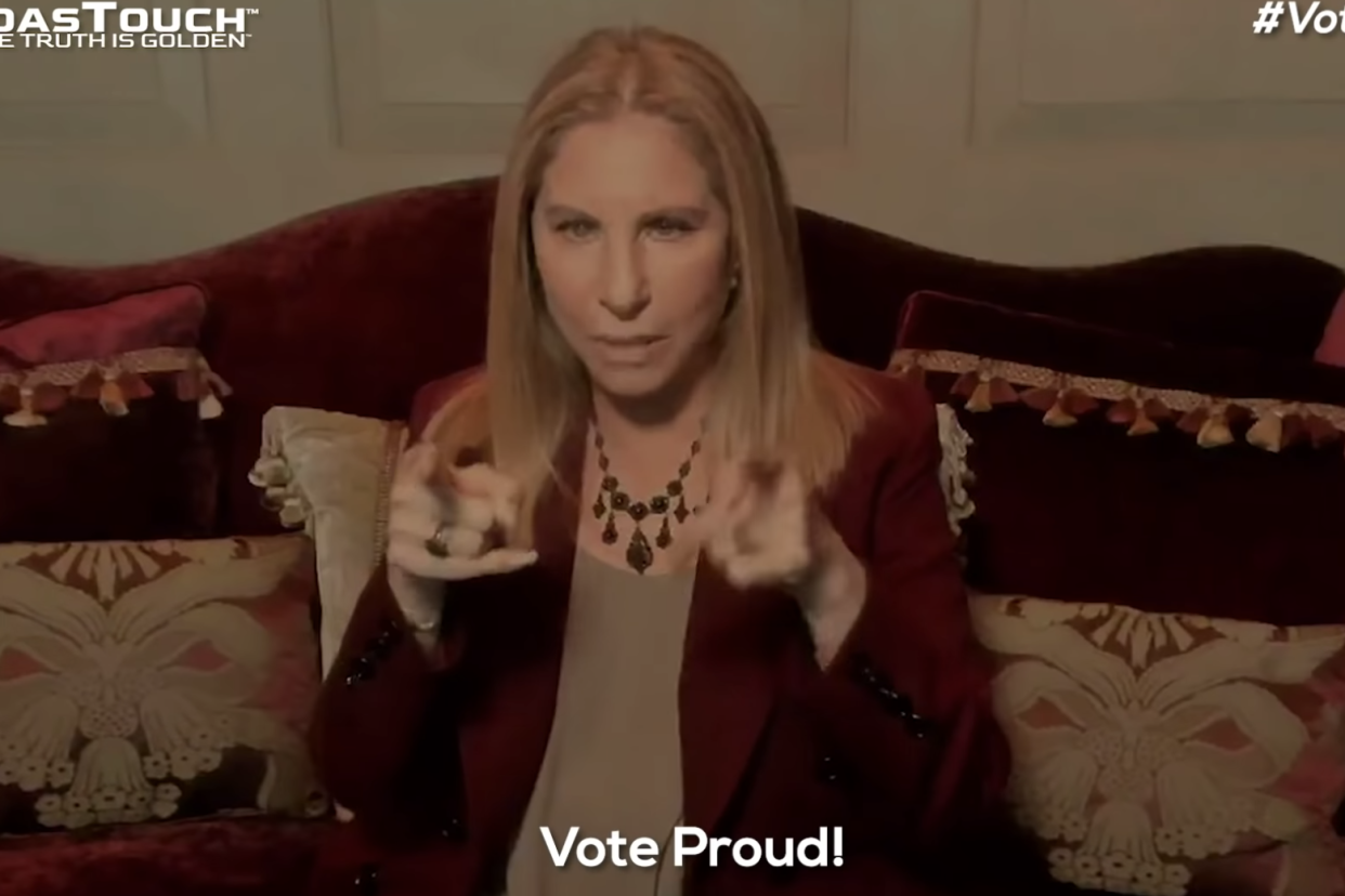 Barbra Streisand in a new political ad aiming to mobilise LGBTQ voters: YouTube/Meidas Touch