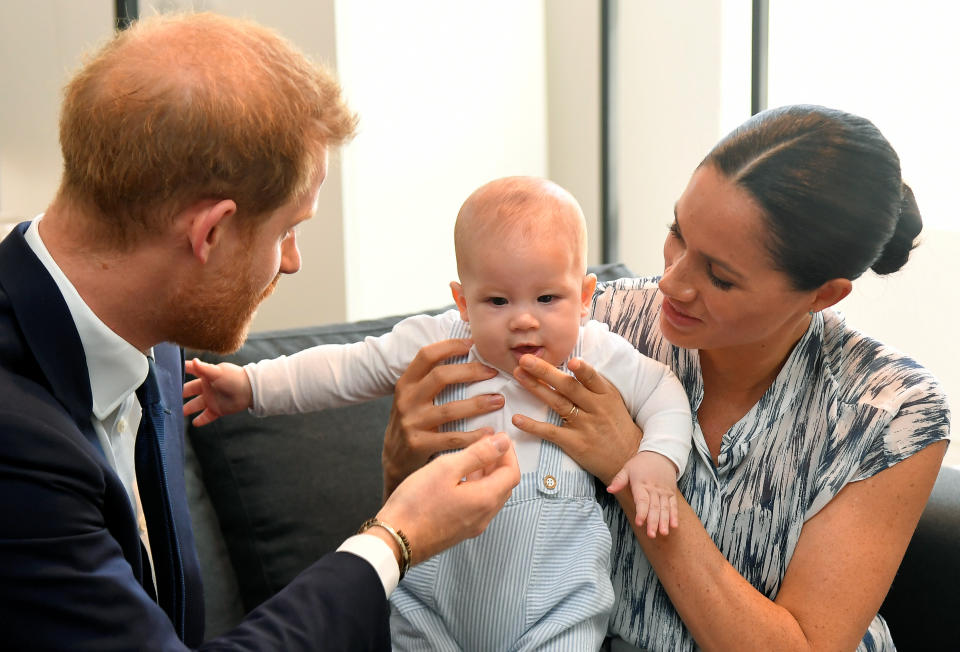 The duke and duchess were seen laughing with their baby son Archie Mountbatten-Windsor. Photo: REUTERS/Toby Melville/Pool