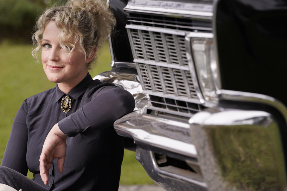 Country singer Cam poses in Nashville, Tenn., on Wednesday, Sept. 23, 2020 to promote her second album “The Otherside.” (AP Photo/Mark Humphrey)