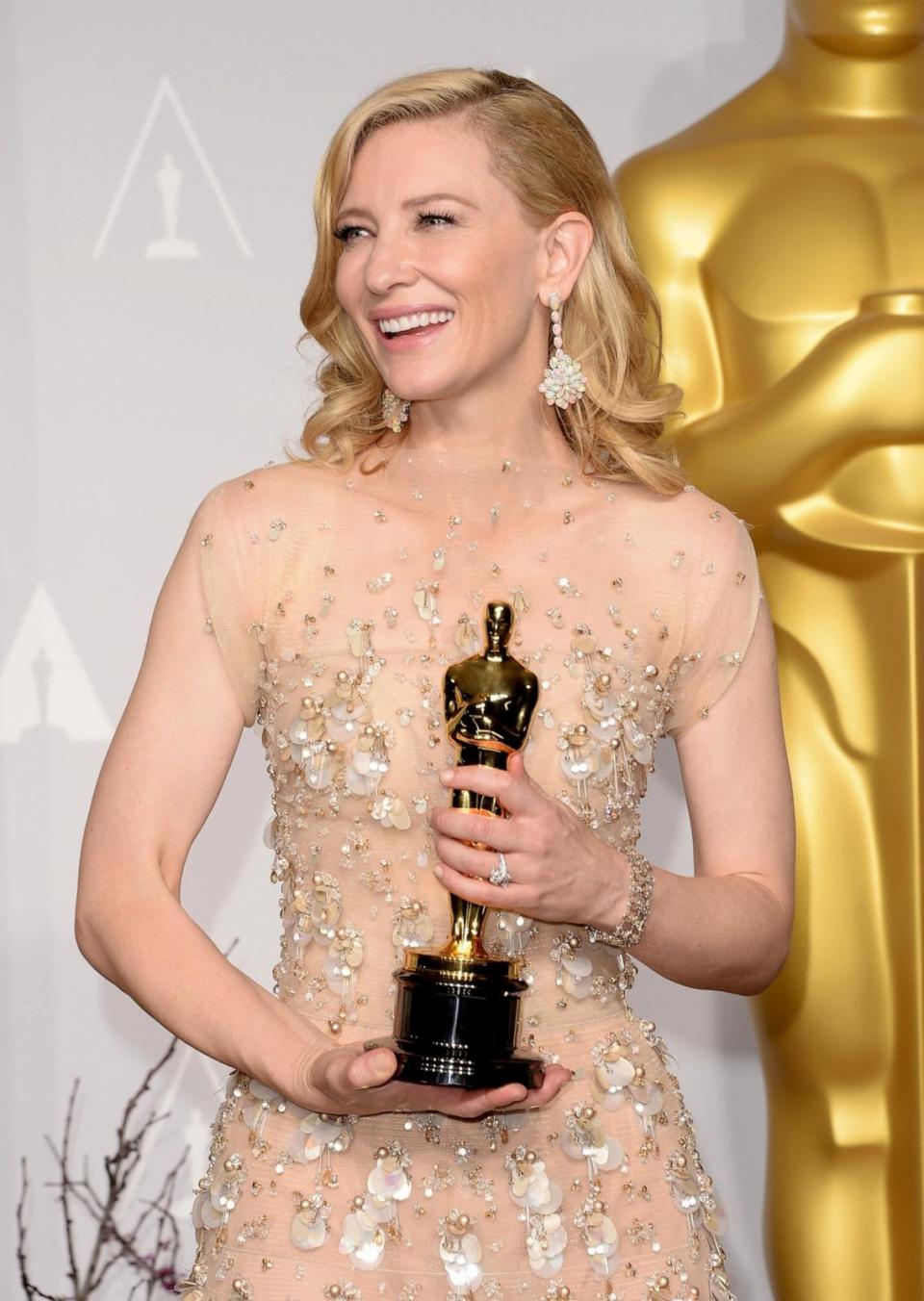 PHOTO: Actress Cate Blanchett, winner of Best Actress for 'Blue Jasmine, poses in the press room during the Oscars, on March 2, 2014, in Hollywood, Calif. (Jason Merritt/Getty Images, FILE)