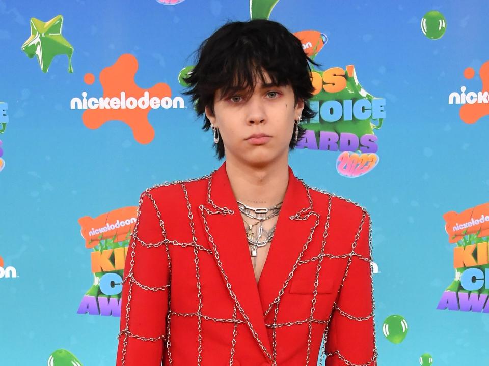 Landon Barker arrives at the Nickelodeon's 2023 Kids' Choice Awards at Microsoft Theater on March 04, 2023.