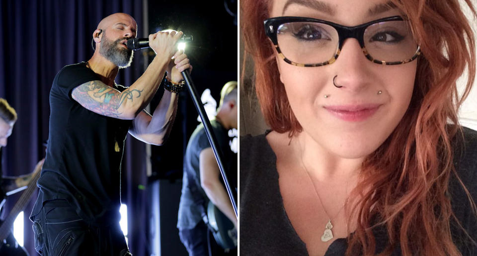 Chris Daughtry is pictured left and his daughter, Hannah Price, in a photo on the right.