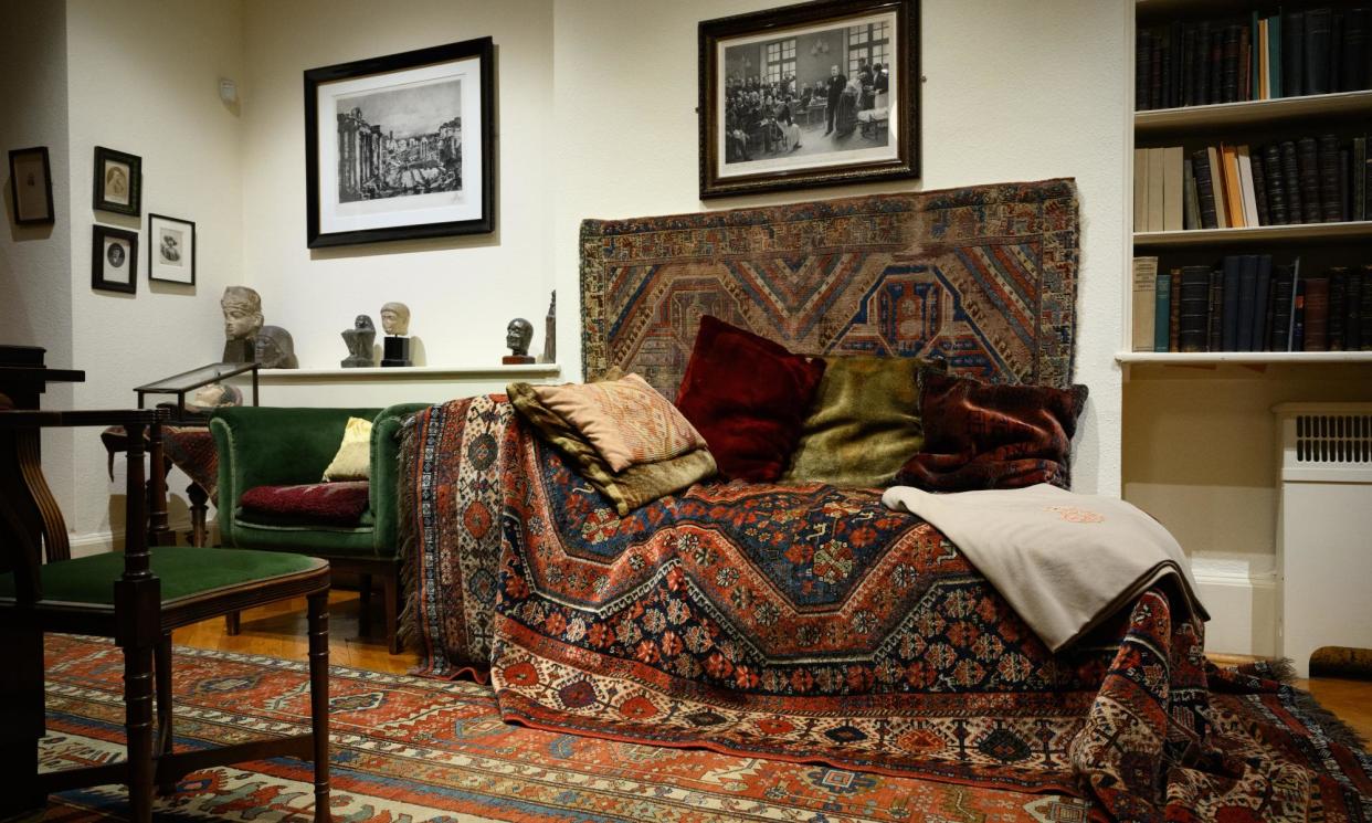 <span>Sigmund Freud’s patient’s couch is on show at the Freud Museum.</span><span>Photograph: Leon Neal/Getty Images</span>