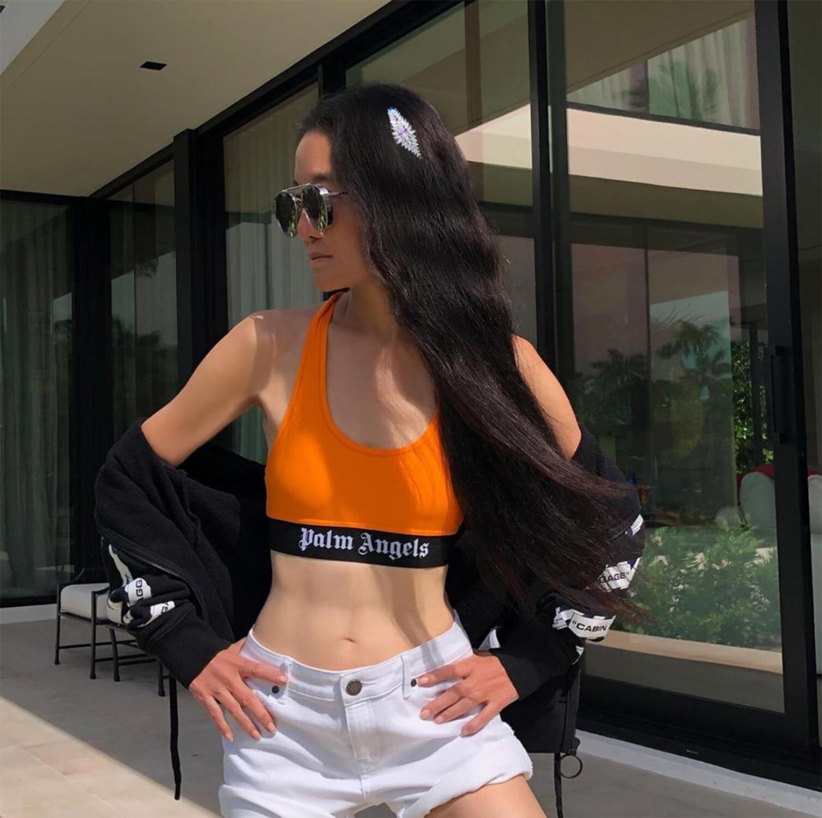 Logo printed sports bra in orange - Palm Angels