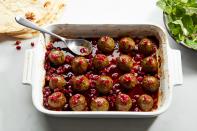 Nutty pistachios and sweet-tart pomegranate seeds add their signature flavors to these turkey meatballs. Serve them with flatbread and plenty of fresh herbs. <a href="https://www.epicurious.com/recipes/food/views/pistachio-and-pomegranate-meatballs-kufteh-ye-pesteh-o-anar?mbid=synd_yahoo_rss" rel="nofollow noopener" target="_blank" data-ylk="slk:See recipe.;elm:context_link;itc:0;sec:content-canvas" class="link ">See recipe.</a>