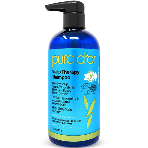 Pura D'Or Scalp Therapy dandruff shampoo against white background