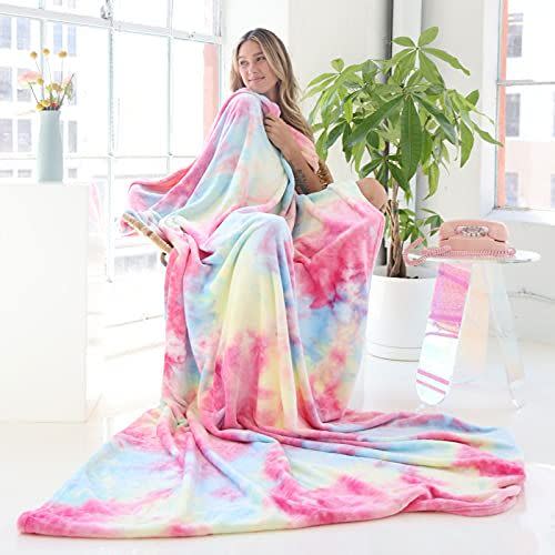 11) Ailemei Rainbow Tie Dye Throw Blanket