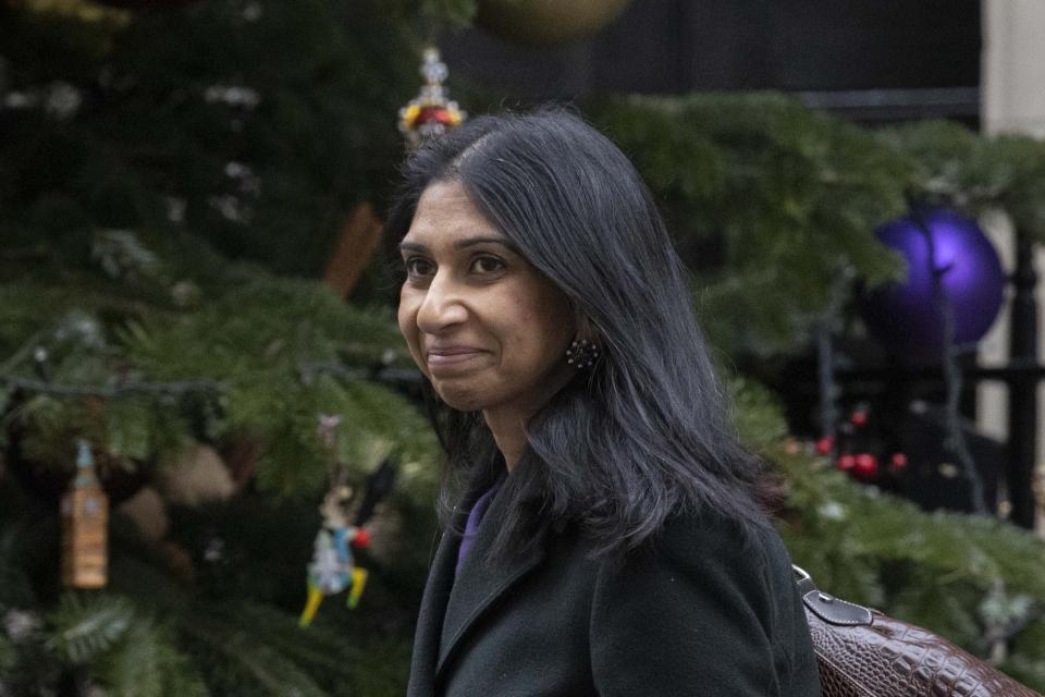 LONDON, UNITED KINGDOM - DECEMBER 13: British Secretary of State for the Home Department Suella Braverman leaves after attending the weekly cabinet meeting at 10 Downing Street in London, United Kingdom on December 13, 2022. (Photo by Rasid Necati Aslim/Anadolu Agency via Getty Images)