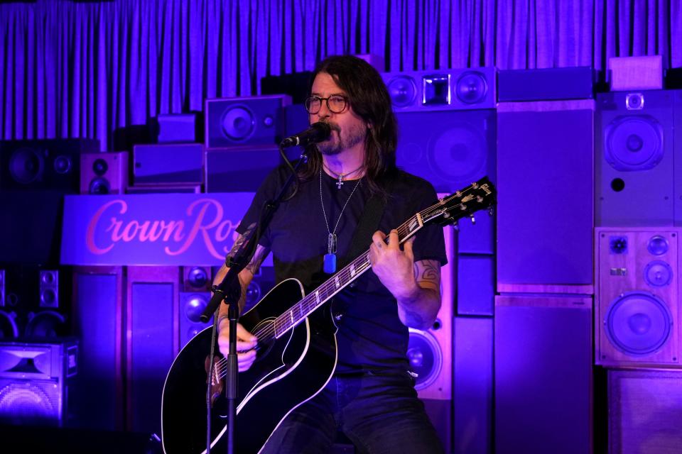 Dave Grohl kicks off Super Bowl weekend with an exclusive acoustic performance for veterans and local hospitality personnel at Crown Royal's pre-game party experience at Crescent Ballroom on Feb. 10, 2023, in Phoenix, Arizona.