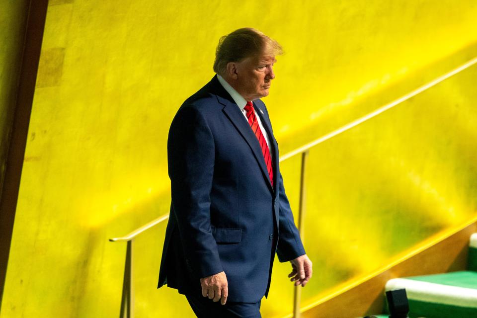 President Donald Trump arrives to address the 74th session of the United Nations General Assembly at U.N. headquarters Sept. 24, 2019.