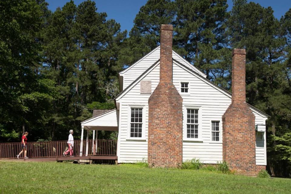 Visitors of the historic Stagville Plantation take a self-guided tour on June 17, 2021, in Durham, N.C. Stagville Plantation will have “emancipation tours” in honor of Juneteenth, a day which remembers June 19, 1865, when enslaved people in Galveston,Texas, learned about their freedom following the end of the Civil War. On Saturday, the plantation will educate visitors about the end of slavery and the lives of the nearly 1,000 enslaved people who lived on the plantation.