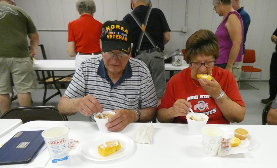 Veterans and others enjoyed a meal of bean soup and cornbread on Thursday afternoon in the Youth Building at the 2022 Crawford County Fair. The annual meal is free to all veterans. Others were asked to make a donation for the meal.