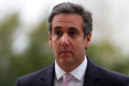 FILE PHOTO: Michael Cohen, personal attorney for U.S. President Donald Trump, arrives to appear before Senate Intelligence Committee staff as the panel investigates alleged Russian interference in the 2016 U.S. presidential election, on Capitol Hill in Washington, U.S. September 19, 2017. REUTERS/Jonathan Ernst/File Photo