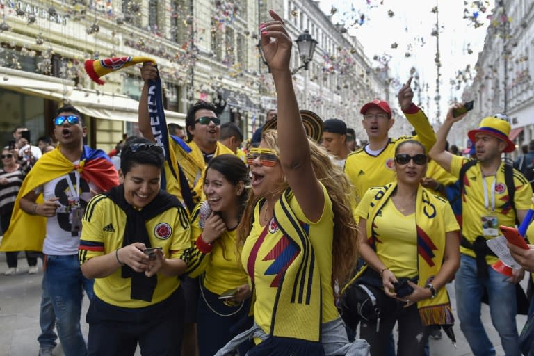 Nikolskaya Street in downtown Moscow has become the unexpected party zone for World Cup fans in the Russian capital