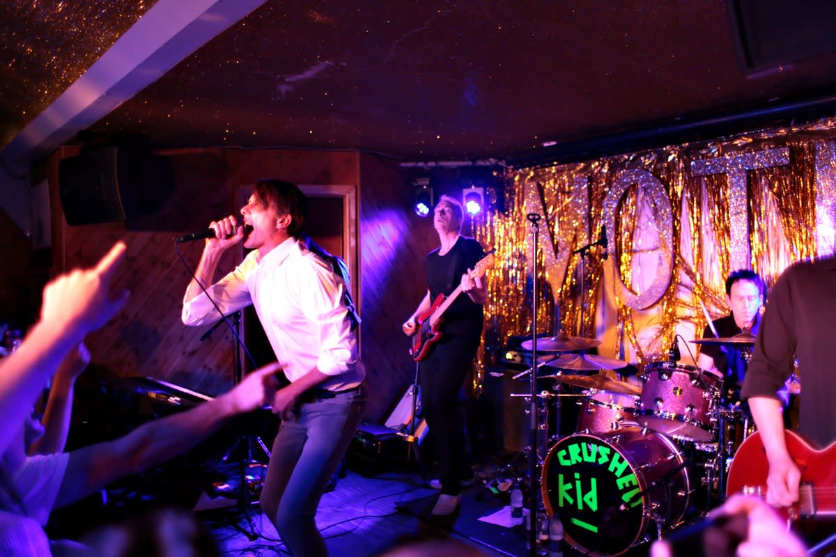 Brett Anderson playing the Moth Club in Hackney with Suede who performed under the name Crushed Kid (Paul Khera)