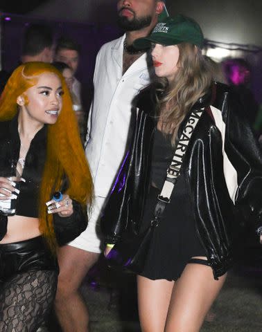 <p>Gilbert Flores/WWD via Getty</p> Ice Spice and Taylor Swift at Neon Carnival held during the Coachella Music and Arts Festival on April 13, 2024