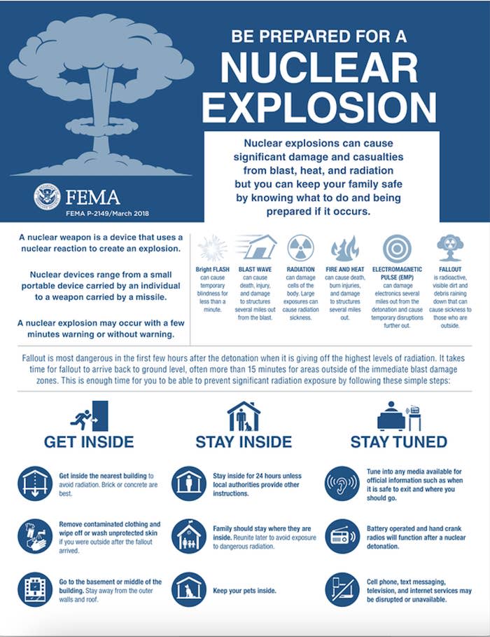 Chart outlining how to survive a nuclear explosion