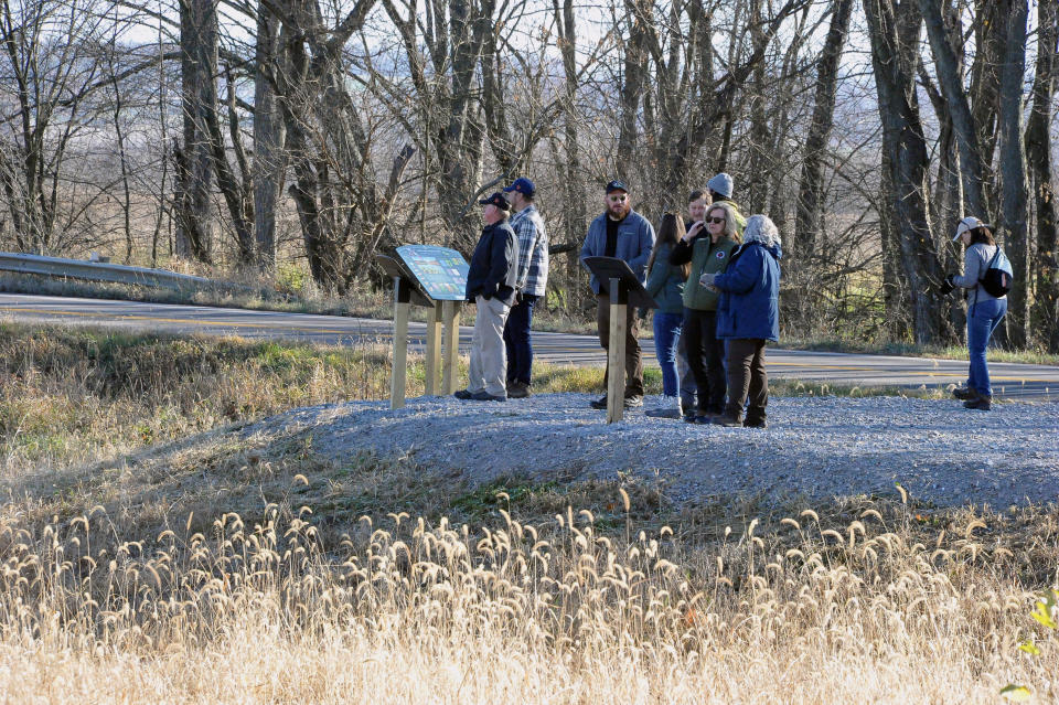 People attending the event at Funk were able to use the new observation site to look for birds and animal life in the area.