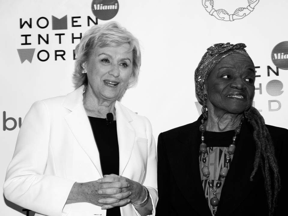 Tina Brown and Faith Ringgold at the Women of the World Talk at the Faena Forum, Miami